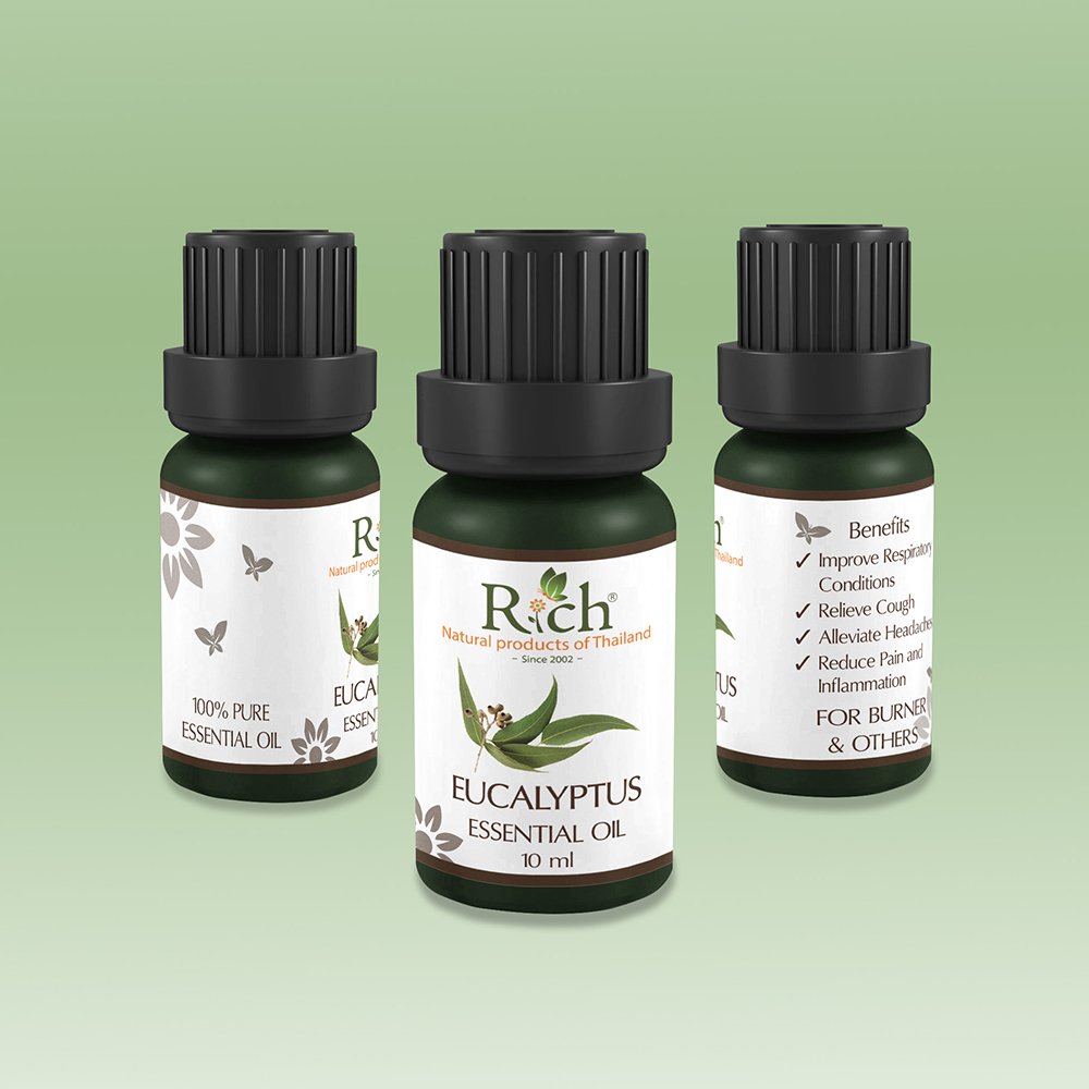 Rich Products_Aroma_100% Essential Oil_Eucalyptus_10 ml_Bottles_Front-Sides