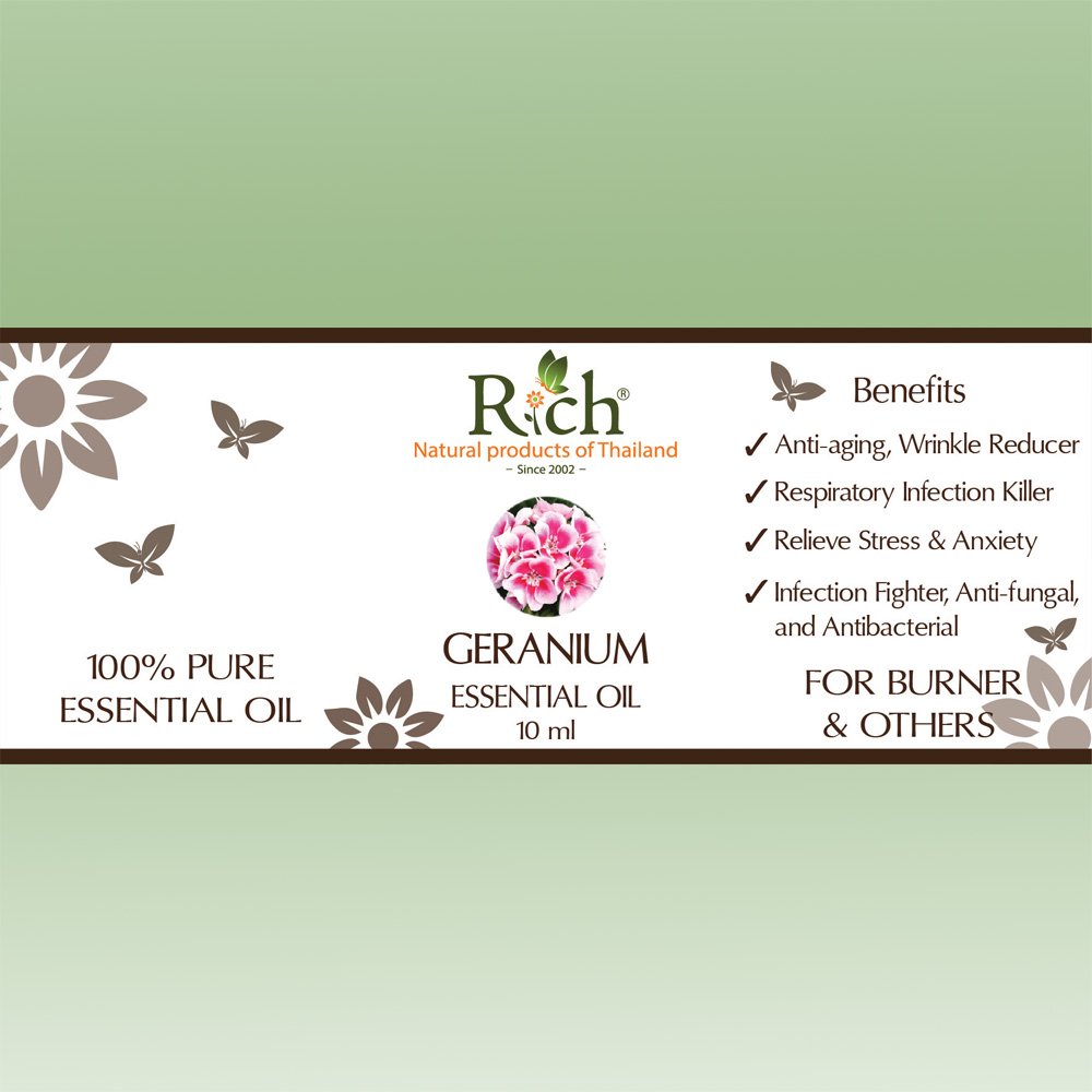 Rich Products_Aroma_100% Essential Oil_Geranium_10 ml_Label