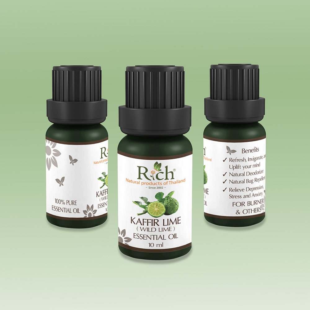 Rich Products_Aroma_100% Essential Oil_Kaffir Lime_10 ml_Bottles_Front-Sides